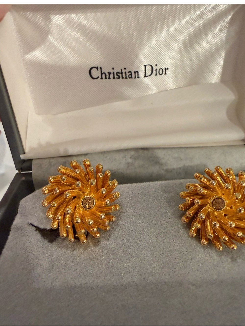 Vintage Christian Dior Cuff Links Smoky Crystal Quartz